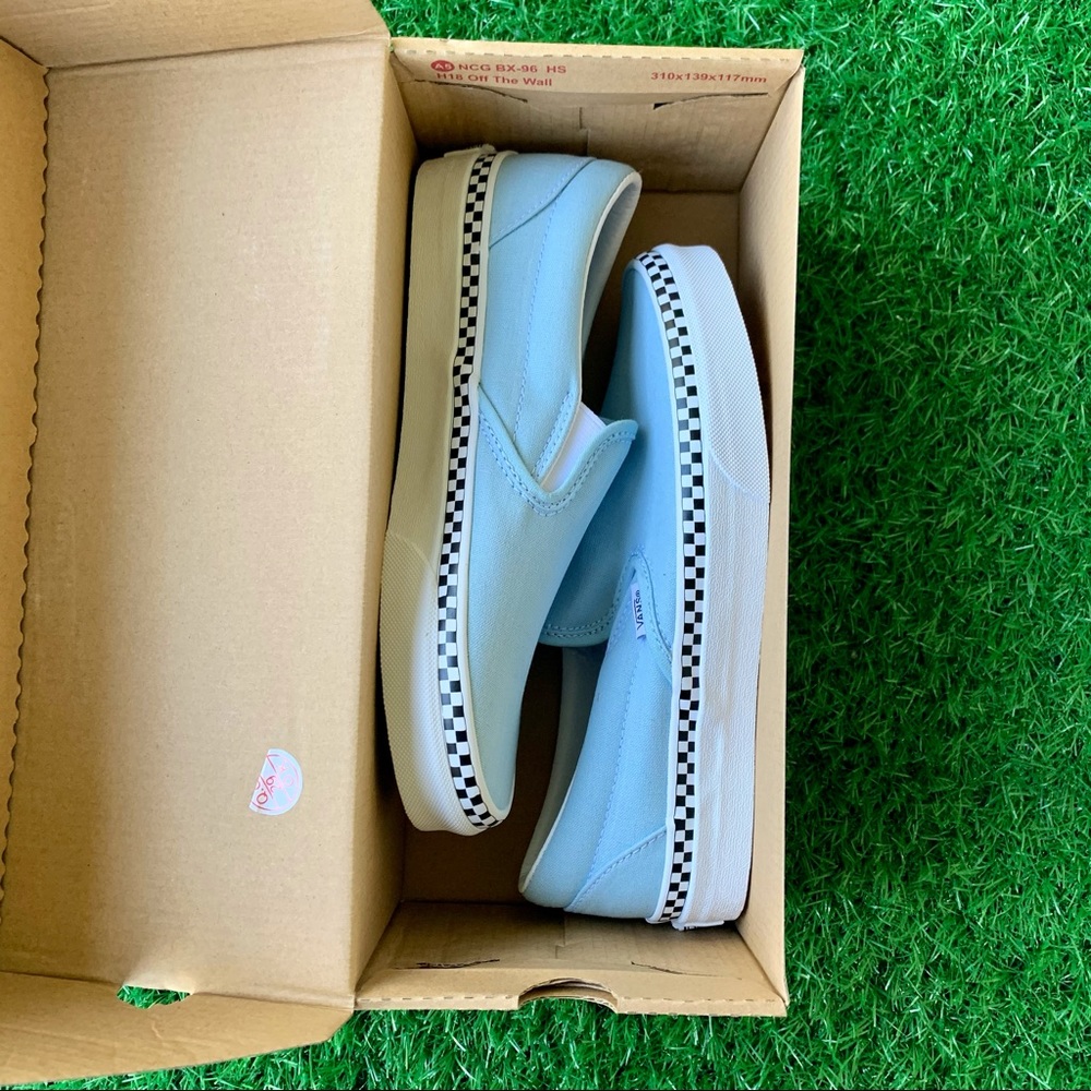 💕Vans Classic Slip On Check Foxing Cool Blue💕 - Picture 7 of 7